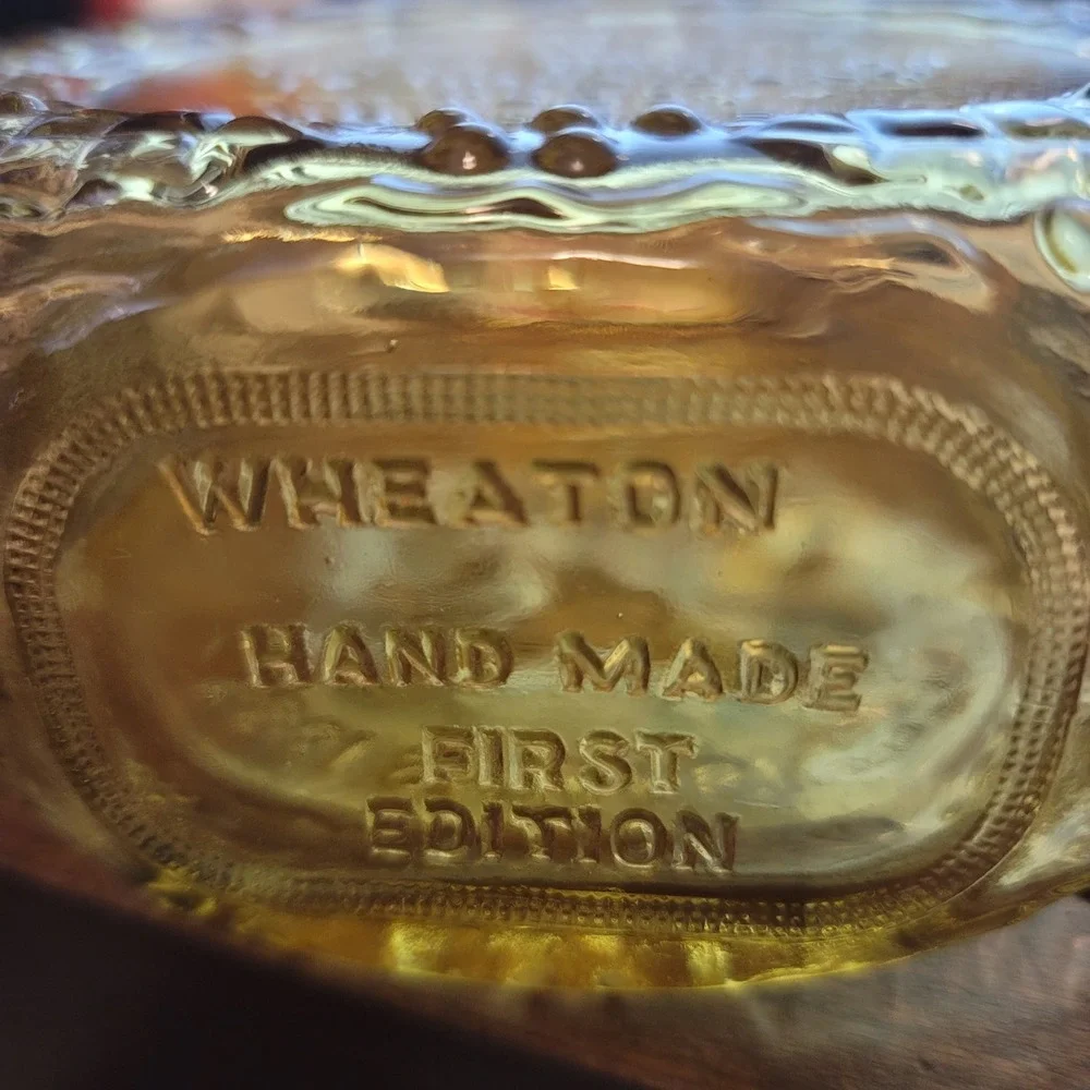 1985 VTG Wheaton Village The‎ Teddy Bear Glass Decanter Handmade Christmas Decor